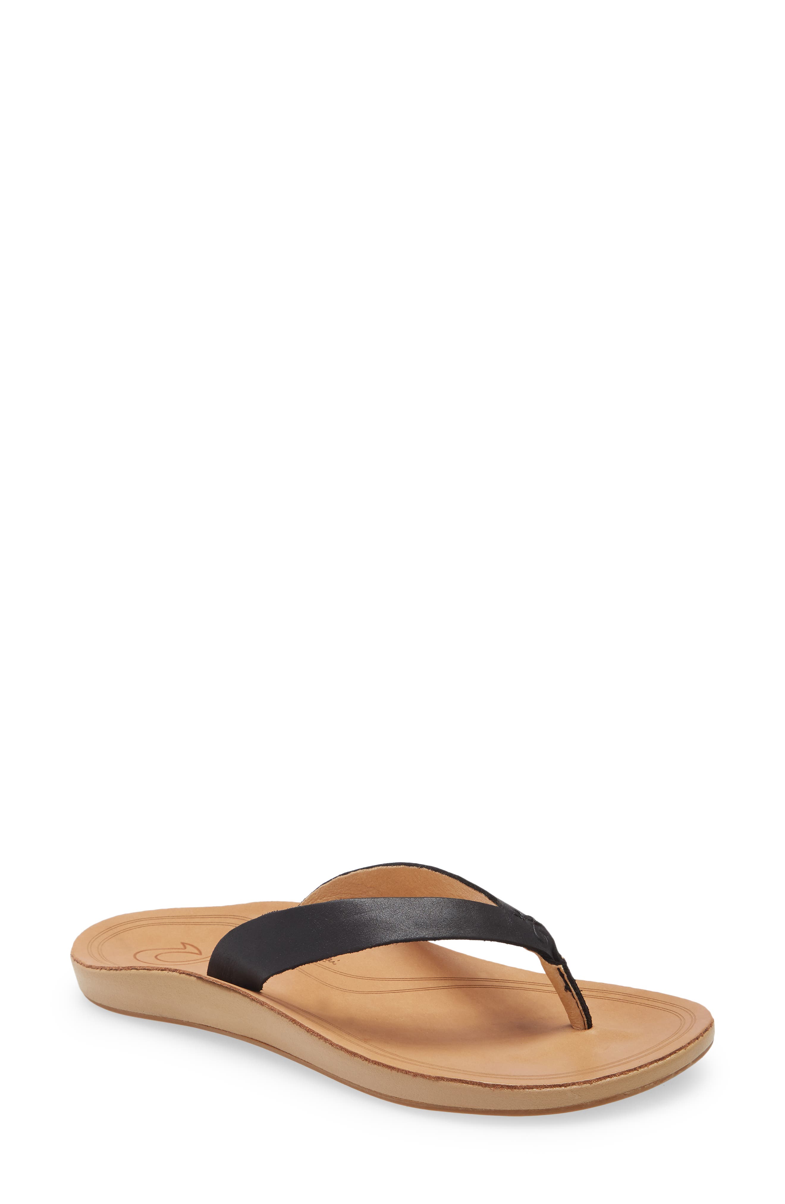 OluKai Nonohe Leather Flip Flop, Main, color, 