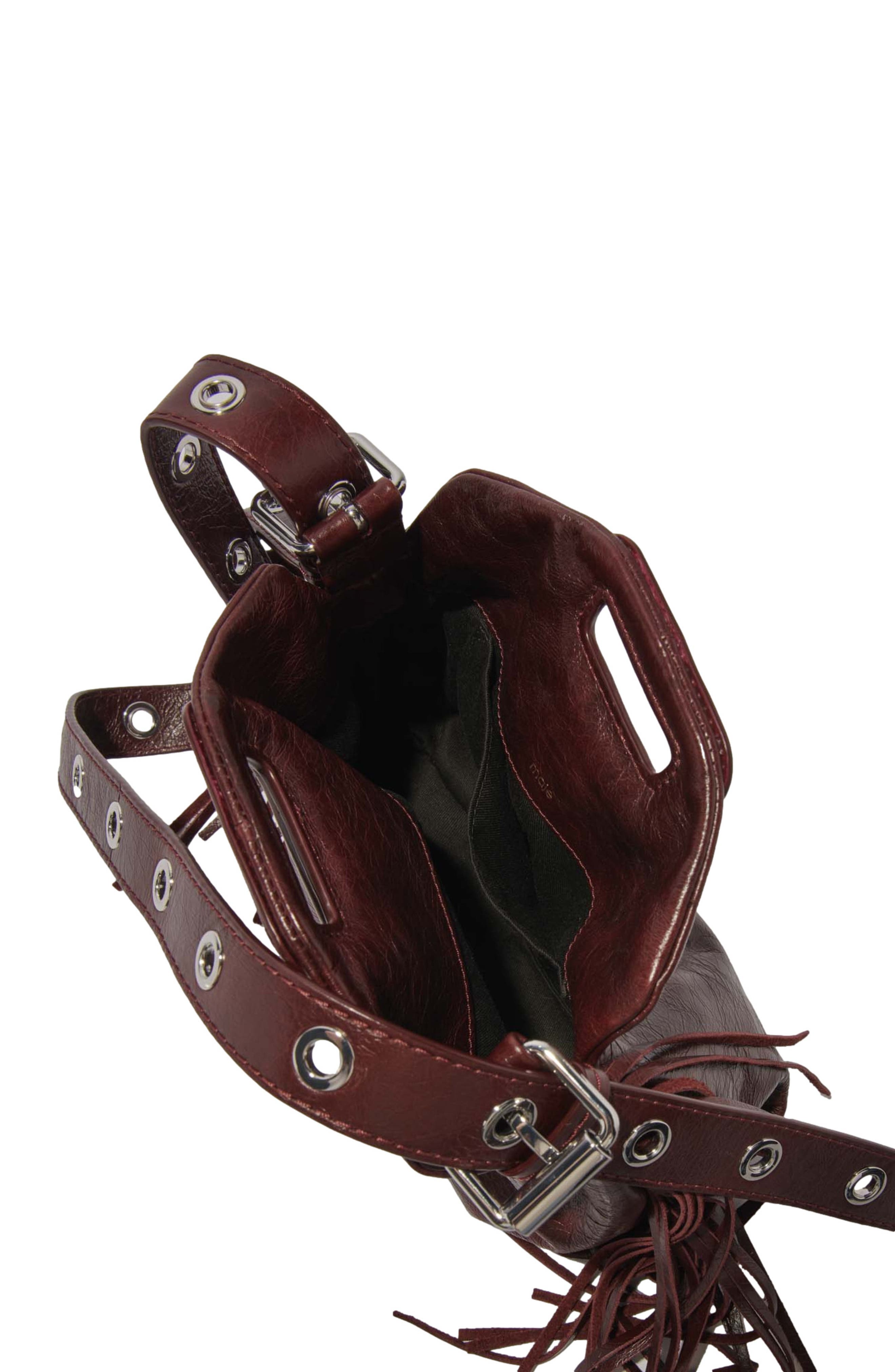 Miss M mini cracked leather bag, Alternate, color, Burgundy