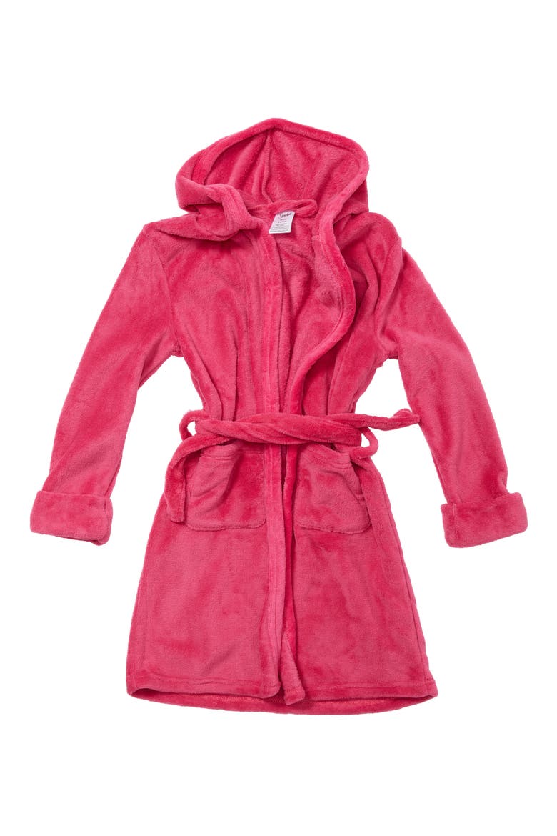 Girls Fleece Hooded Robe with Matching Doll Robe, Main, color, HOT PINK