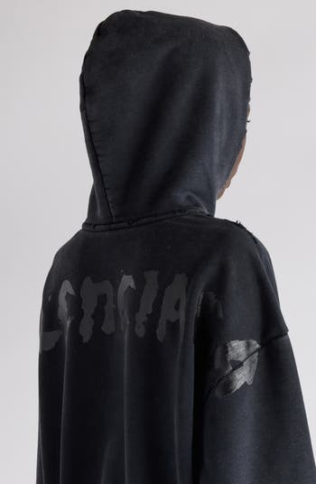 Paint Logo Distressed Cotton Hoodie