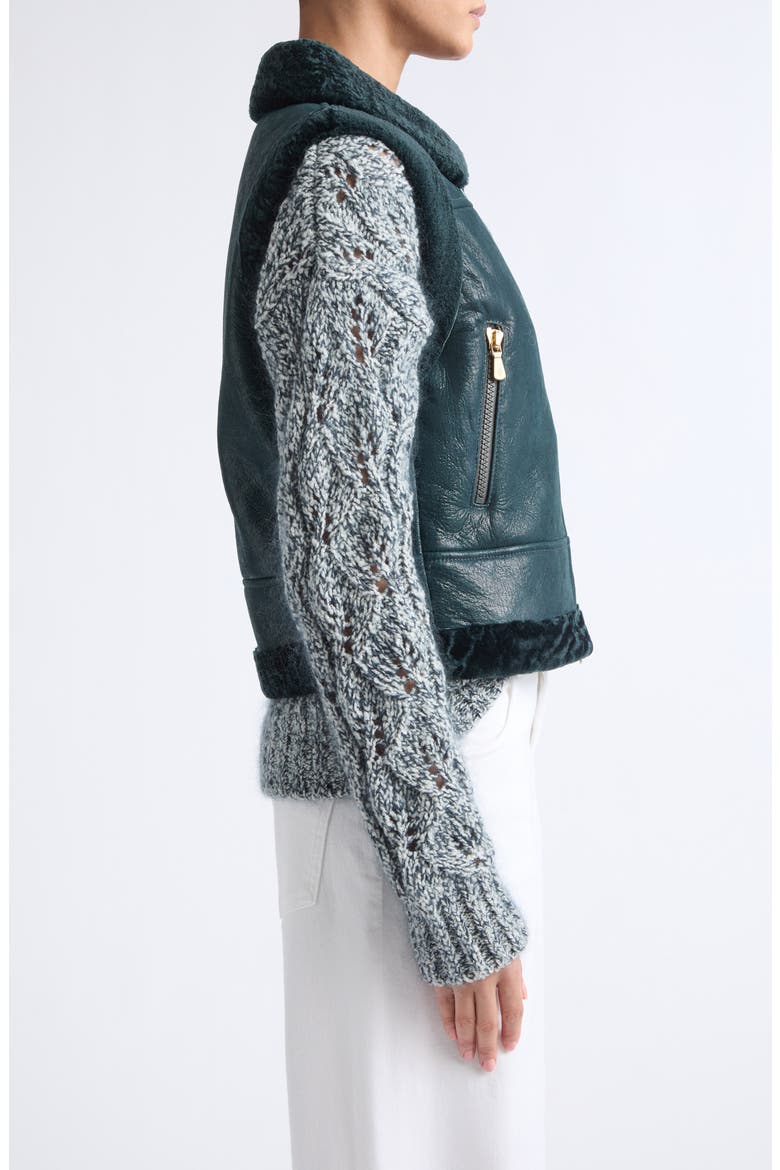 Genuine Shearling Vest, Alternate, color, 178 DARK JADE