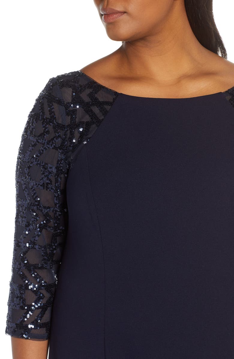 Vince Camuto Sequin Crepe Trumpet Gown, Alternate, color, 