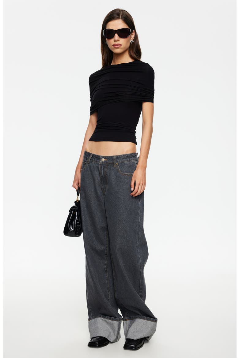Top Model Cuffed Relaxed Fit Straight Leg Jeans, Alternate, color, CHARCOAL