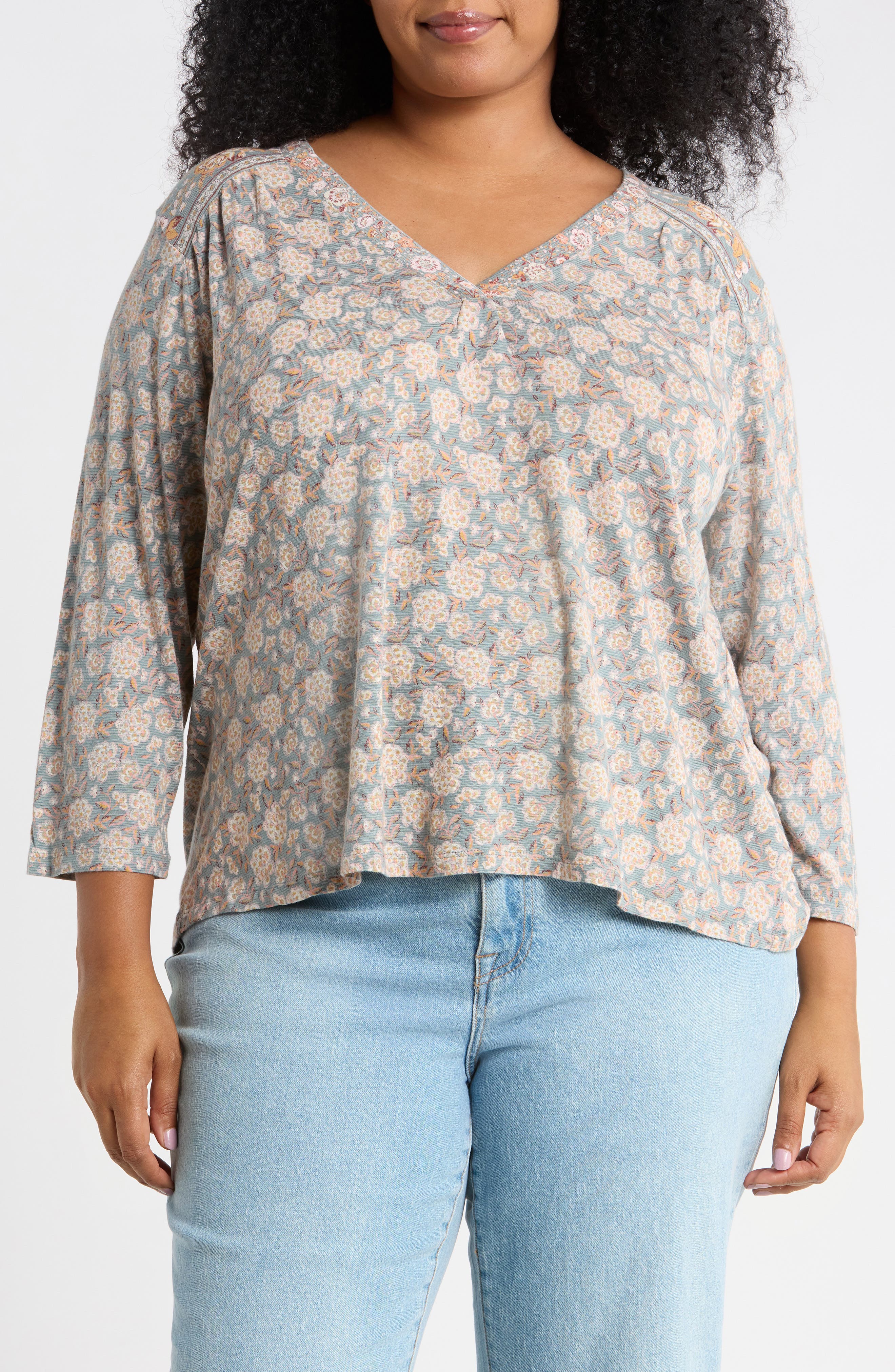Printed Long Sleeve Tunic Top