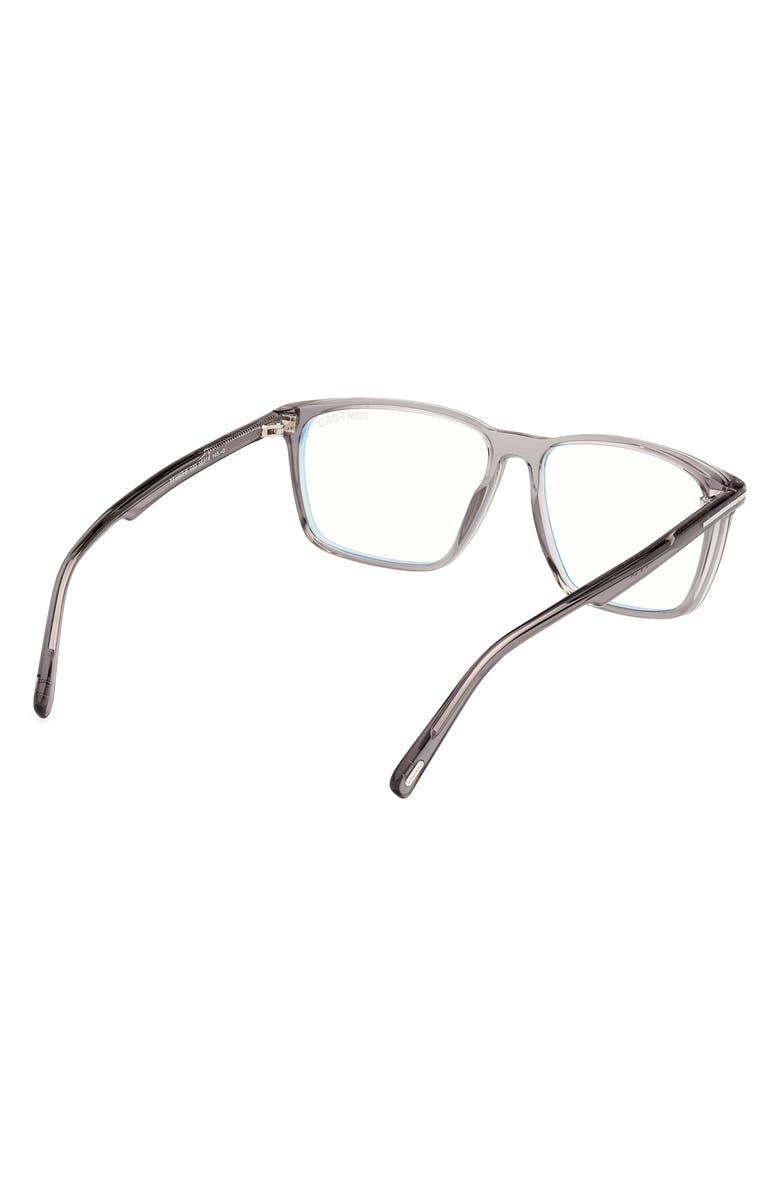TOM FORD 56mm Square Blue Light Blocking Glasses, Alternate, color, Grey / T Logo / Blue Block