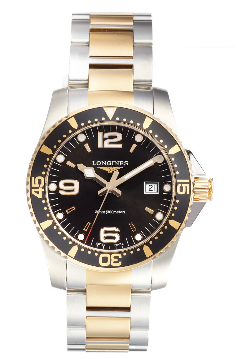 HydroConquest Diving Watch, 41mm, Main, color, SILVER/ BLACK/ GOLD