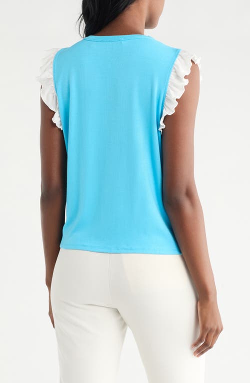 Cyrus Ruffle Sleeveless Top In Blue
