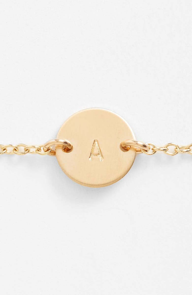 Nashelle Initial Mini Disc Bracelet, Alternate, color, 14K Gold Fill A