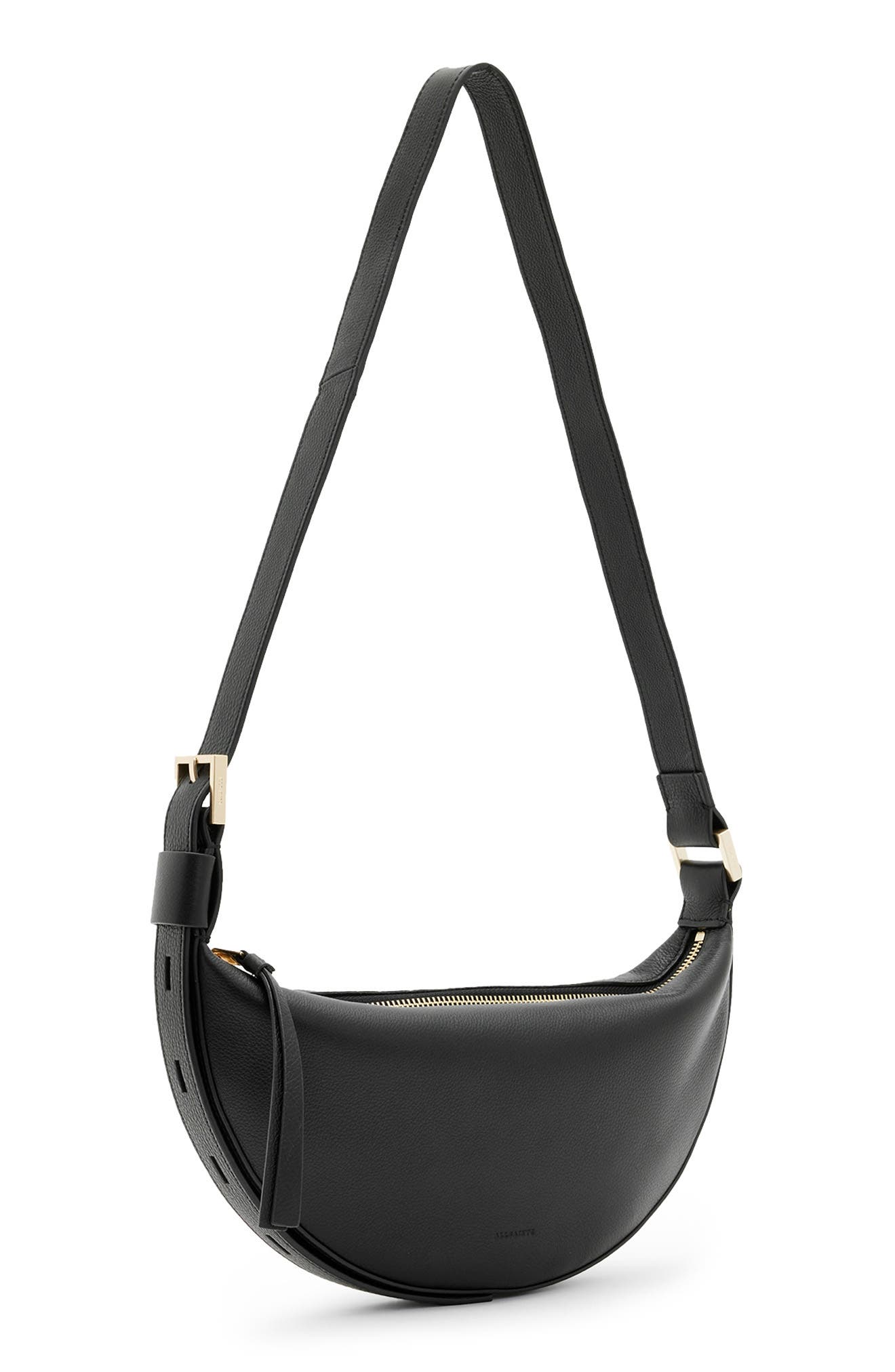 AllSaints Half Moon Leather Crossbody Bag | Nordstrom
