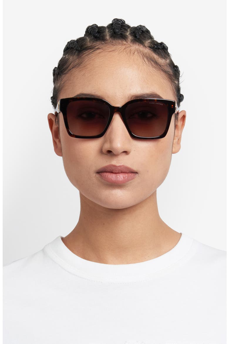 53mm Gradient Square Sunglasses, Alternate, color, HAVANA/ BROWN SF