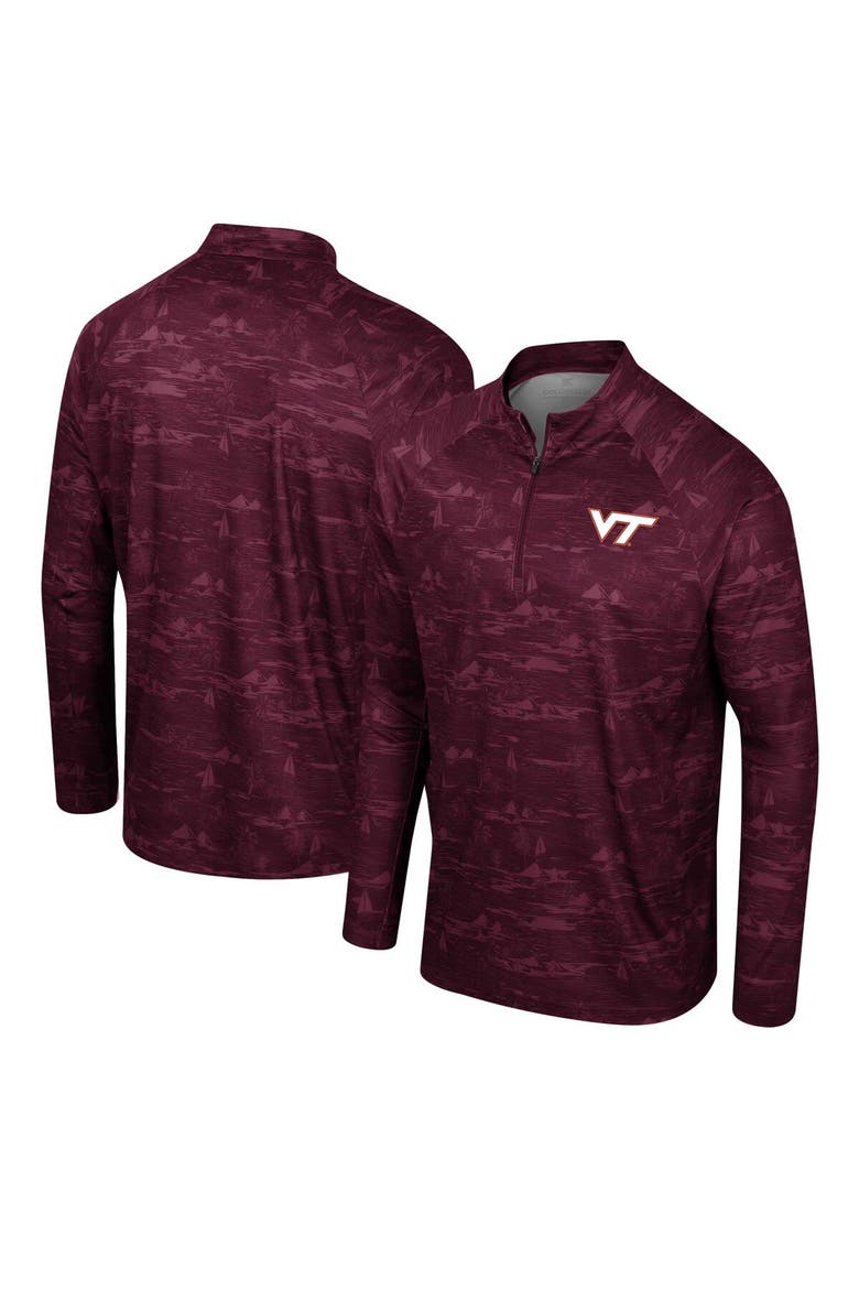 Men's Colosseum Maroon Virginia Tech Hokies Carson Raglan Quarter-Zip Jacket, Main, color, Maroon