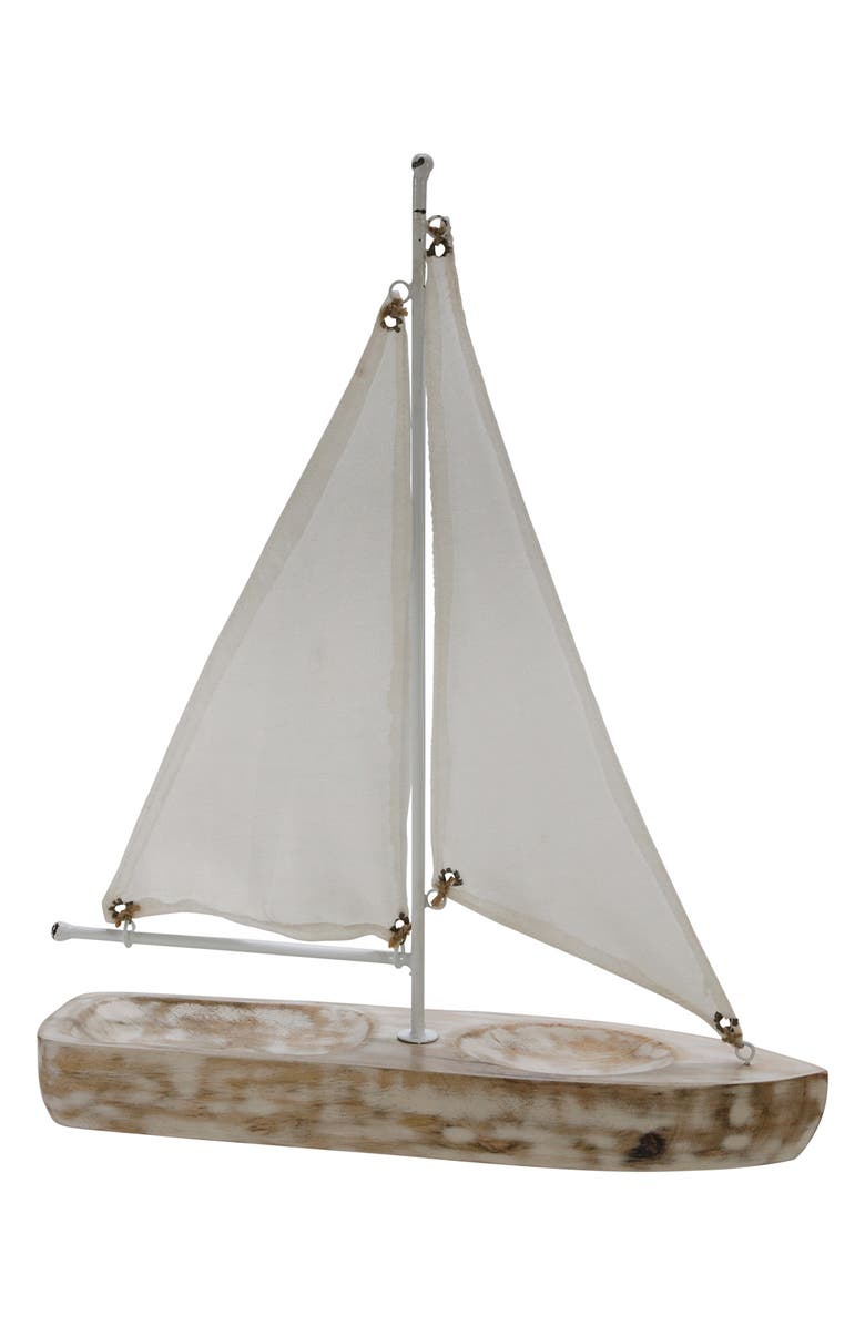 SAGEBROOK HOME Wood 17" Cloth Sailboat, Main, color,