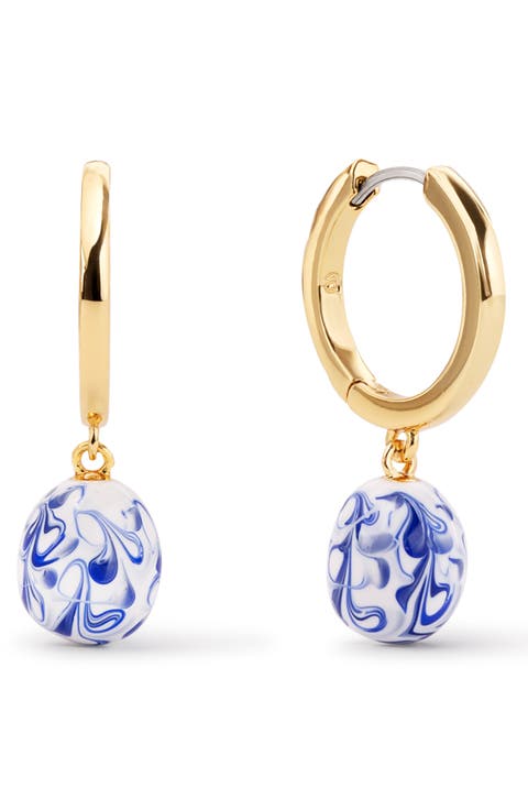Lainey Medium Enamel Drop Hoop Earrings