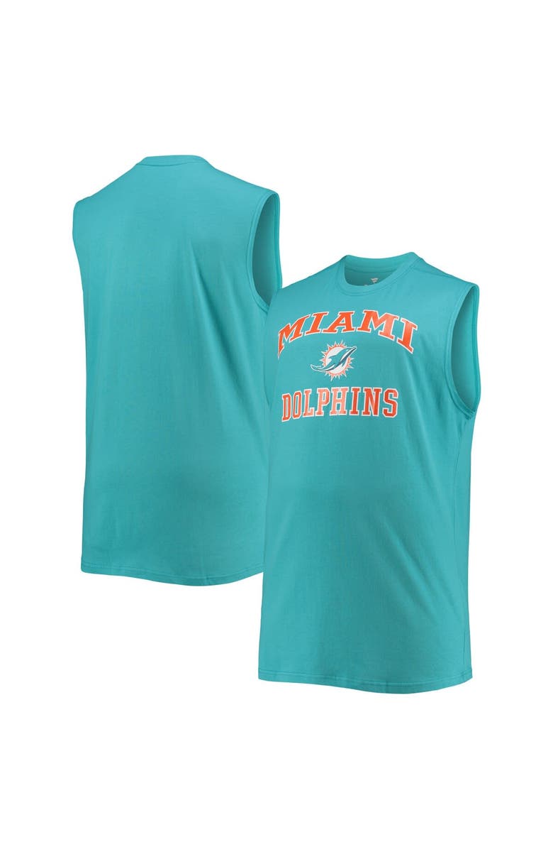 PROFILE Men's Aqua Miami Dolphins Big & Tall Muscle Tank Top, Alternate, color,