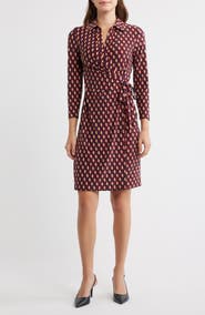 Anne Klein Geo Print Knit Wrap Dress