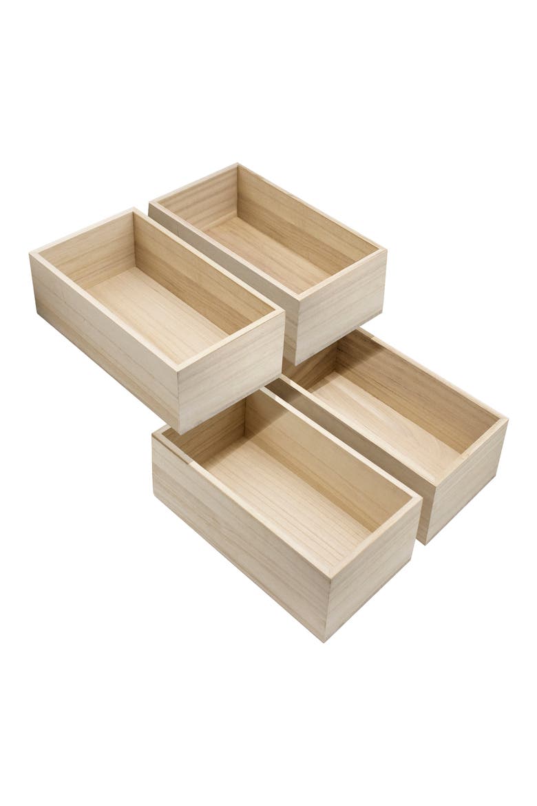 Set of 4 Wood Crates, Main, color, NATURAL