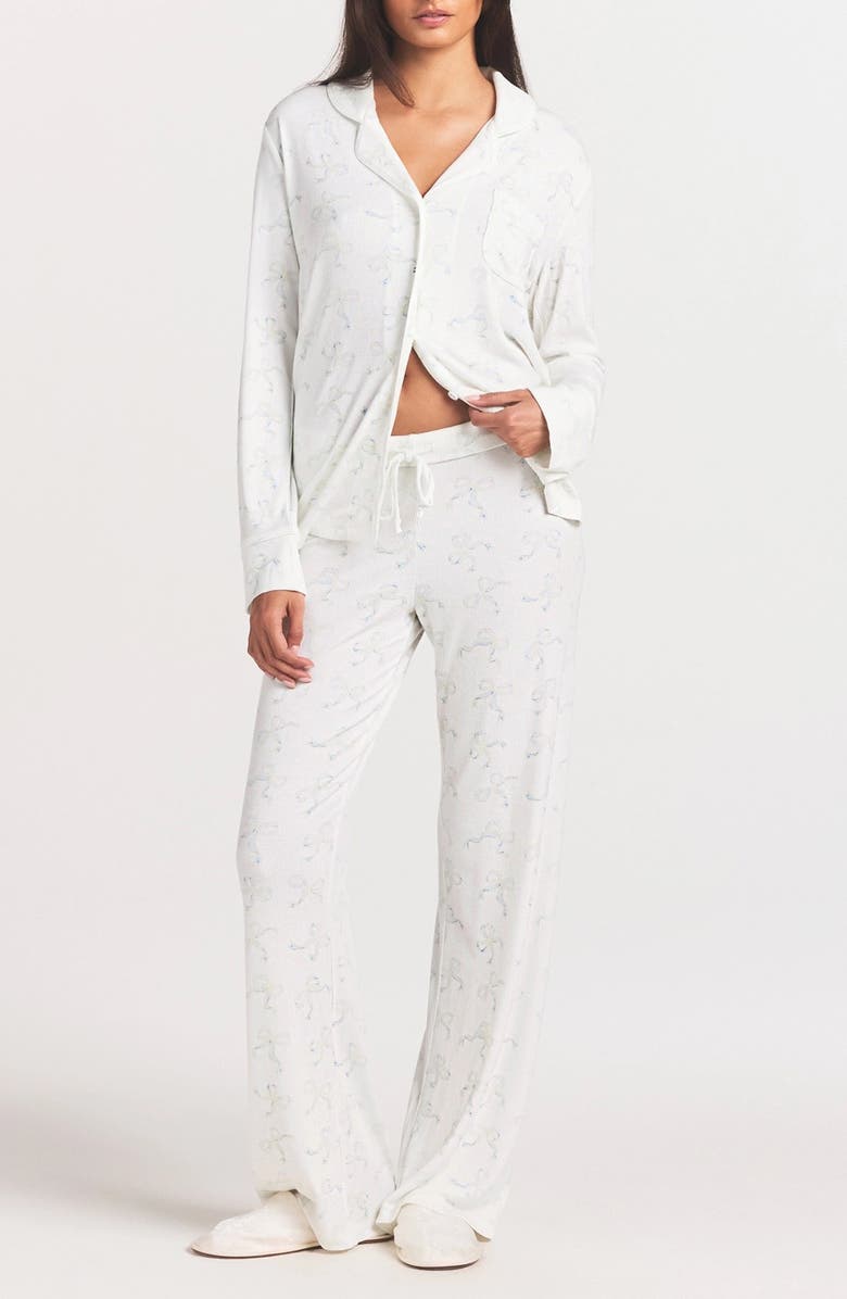SKIMS Soft Lounge Pajamas, Main, color, Ivory Pearl Bows Print