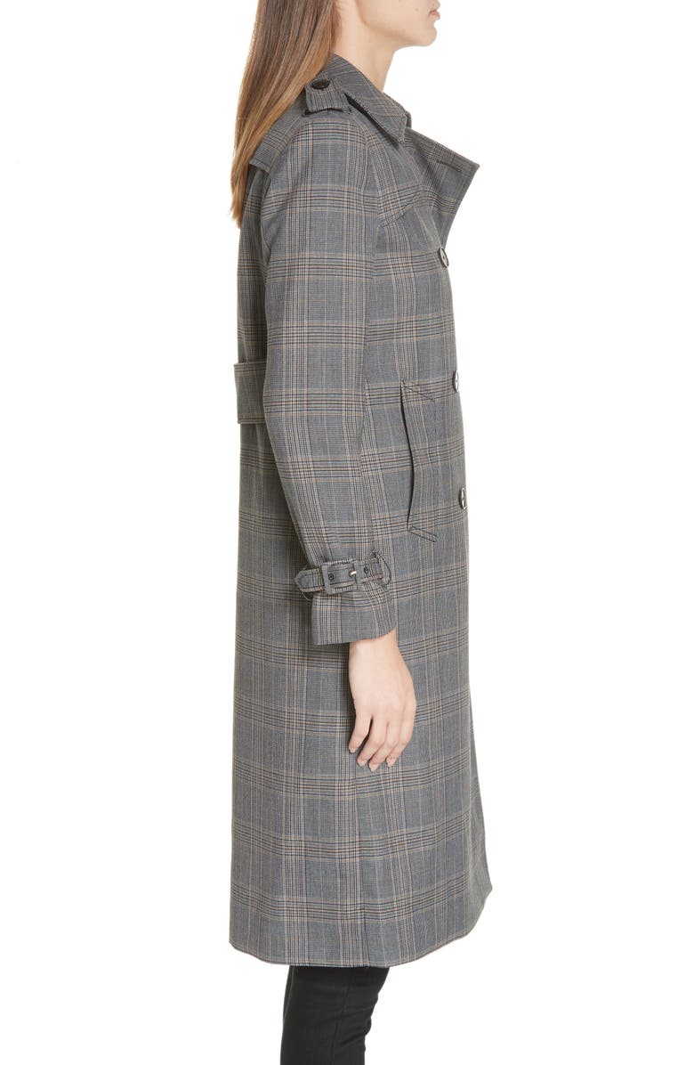 SANDRO Long Plaid Coat, Alternate, color, 