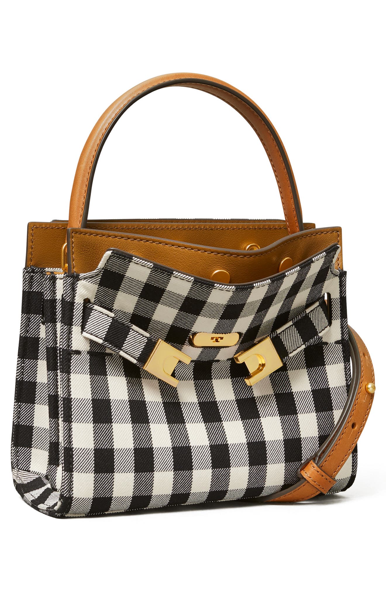 Tory Burch Petite Lee Radziwill Gingham Double Shoulder Bag, Alternate, color, 