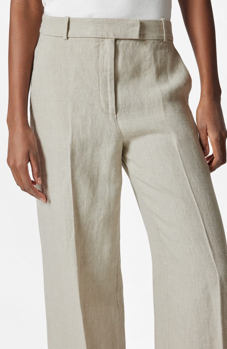 & Other Stories Pressed Crease Wide Leg Linen Trousers, Alternate, color, White Dusty Light