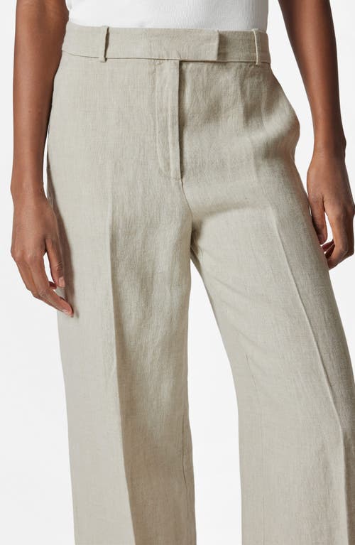 & Other Stories Pressed Crease Wide Leg Linen Trousers In White Dusty Light