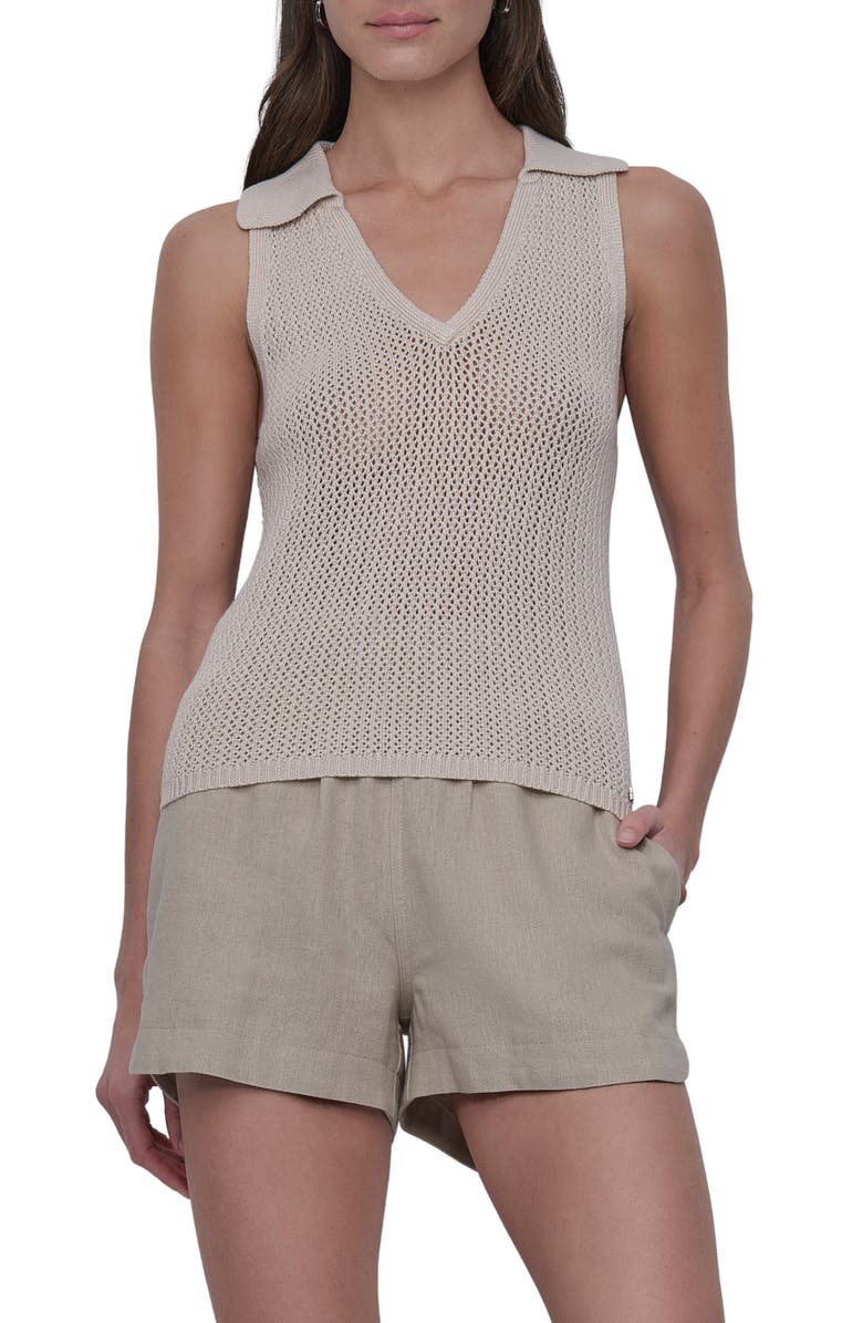 DKNY Jeans Open Stitch Sweater Vest, Main, color, Light City Khaki