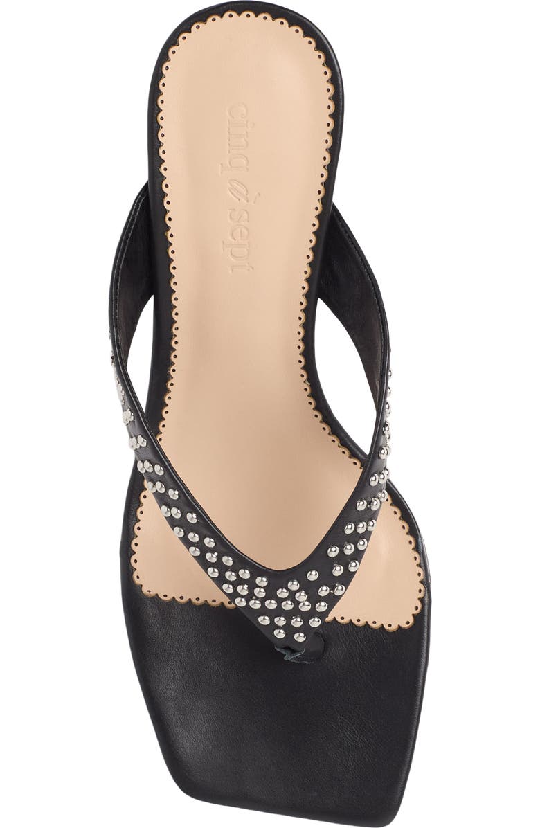 Cinq à Sept Frankie Studded Leather Thong Sandal, Alternate, color, Black/ Silver