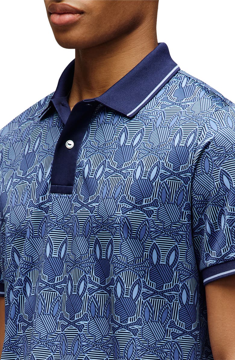 Psycho Bunny Reeves Bunny Print Sport Polo, Alternate, color, Evening Blue