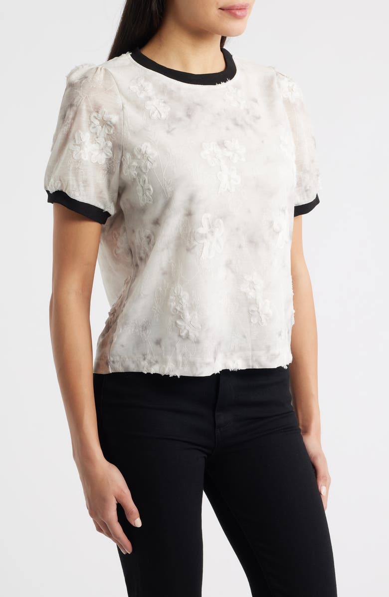 NIKKI LUND Beatrice Floral Appliqué T-Shirt, Alternate, color, Beige