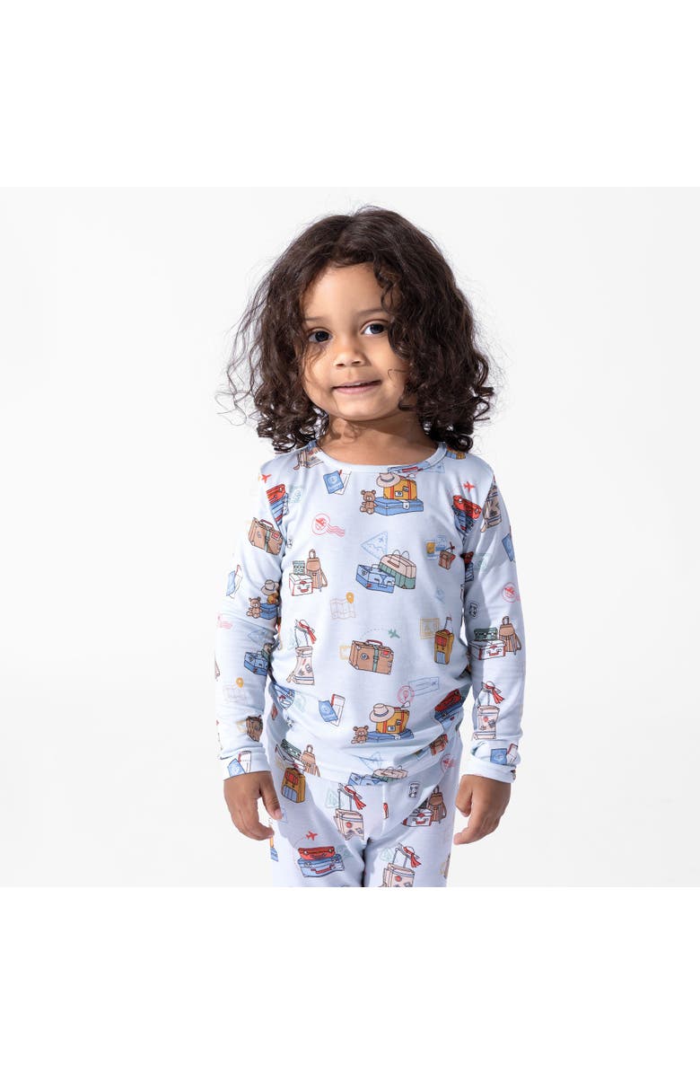 Bellabu Bear Kids' Vintage Suitcases Set of 2 Piece Pajamas, Alternate, color, Vintage Suitcases