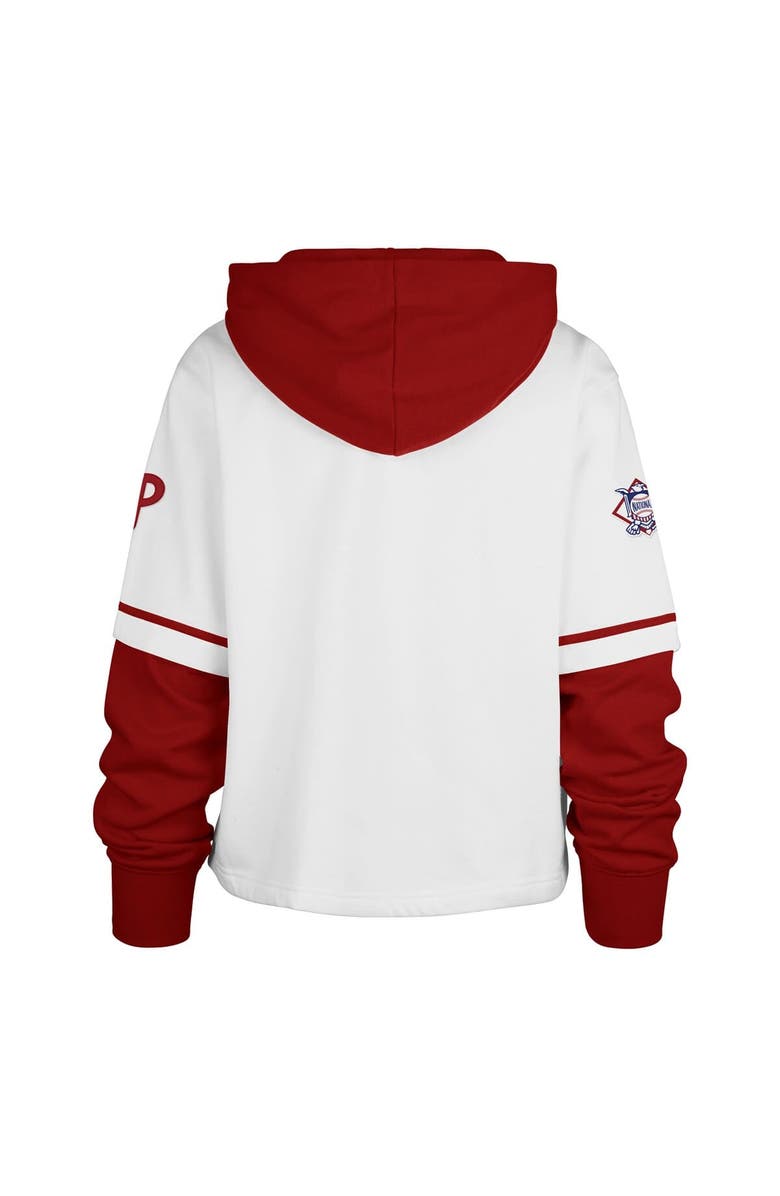 '47 Women's '47 White Philadelphia Phillies Trifecta Shortstop Cropped Pullover Hoodie, Alternate, color, 