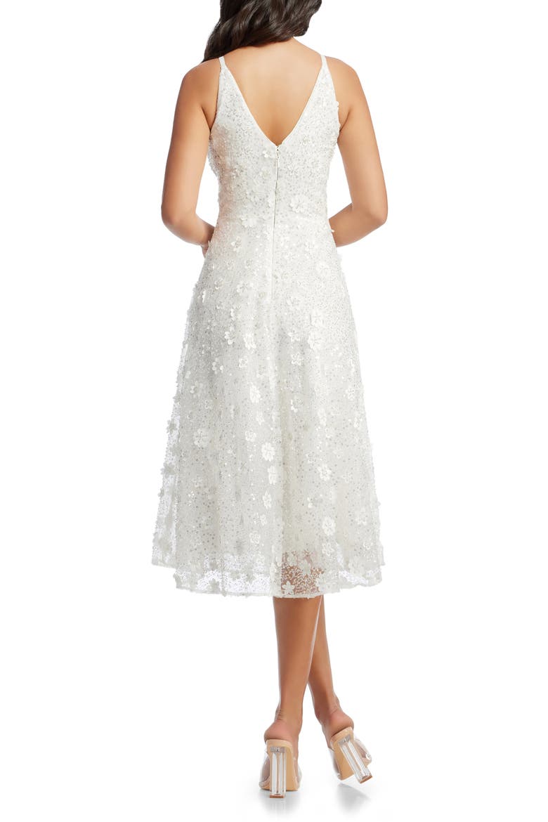 Elisa Floral Appliqué Sequin Fit & Flare Dress, Alternate, color, IVORY