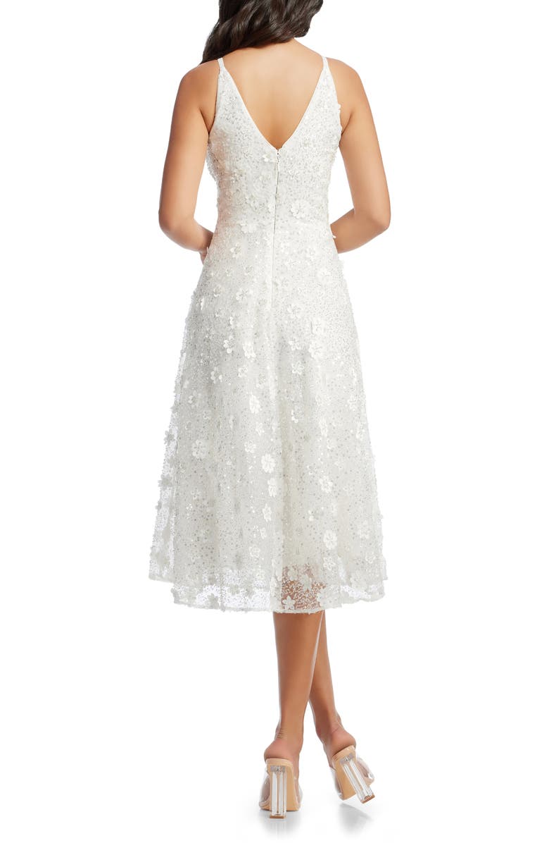 Dress the Population Elisa Floral Appliqué Sequin Fit & Flare Dress, Alternate, color, Ivory