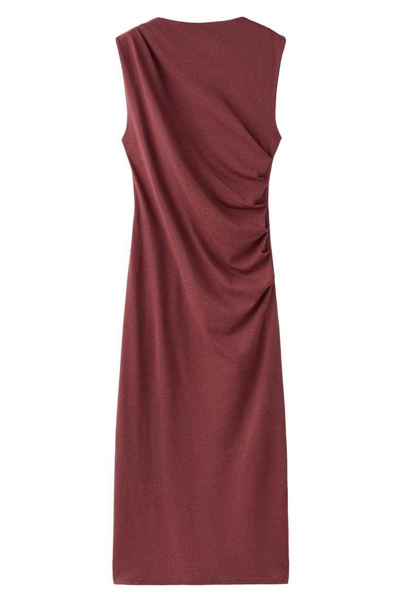 Ruched Sleeveless Midi Dress, Main, color, RUSSET