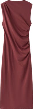 MANGO Ruched Sleeveless Midi Dress