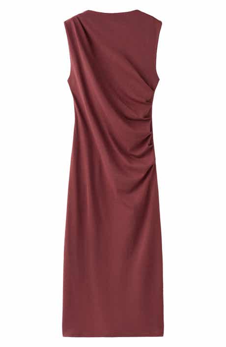 Ruched Sleeveless Midi Dress