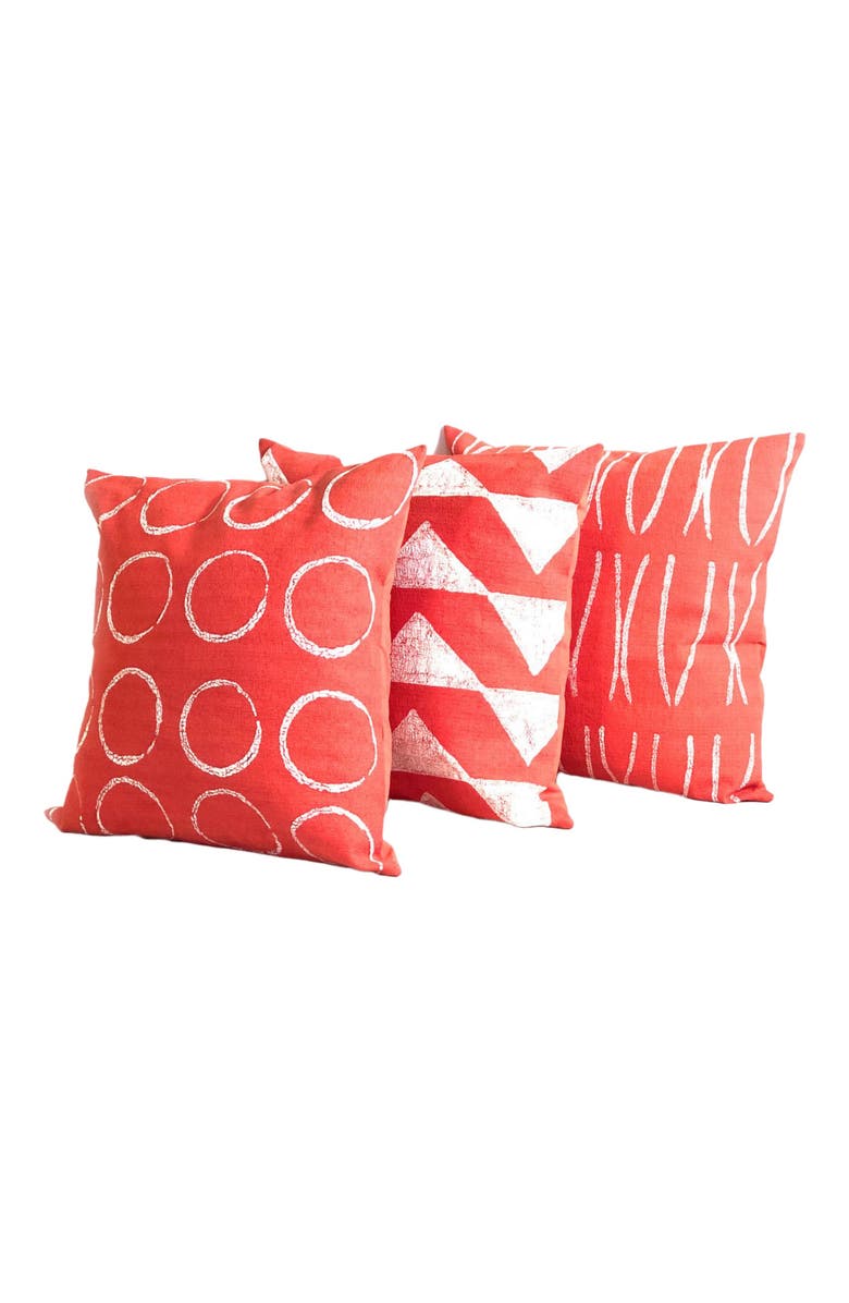Mbare Sadza Lines Pillow Cover - Madagascar Coral 18', Alternate, color, Coral