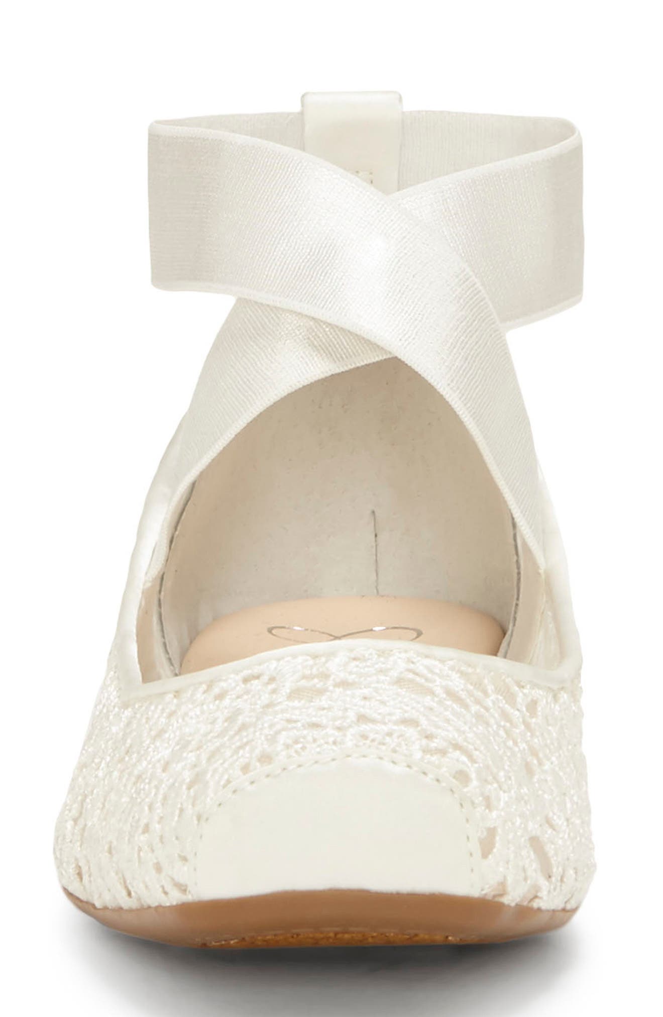 Maggda Cross Strap Flat, Alternate, color, WHITE