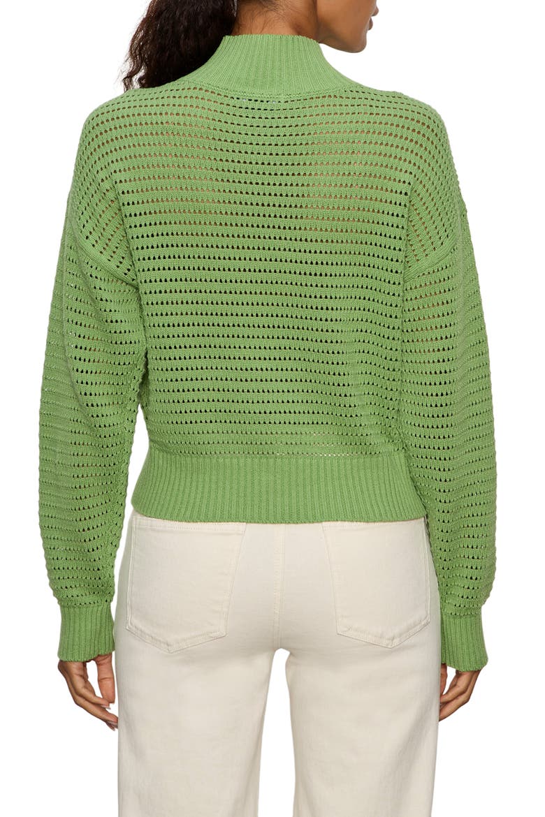 Open Stitch Half-Zip Cotton Blend Sweater, Alternate, color, DETOX GREEN