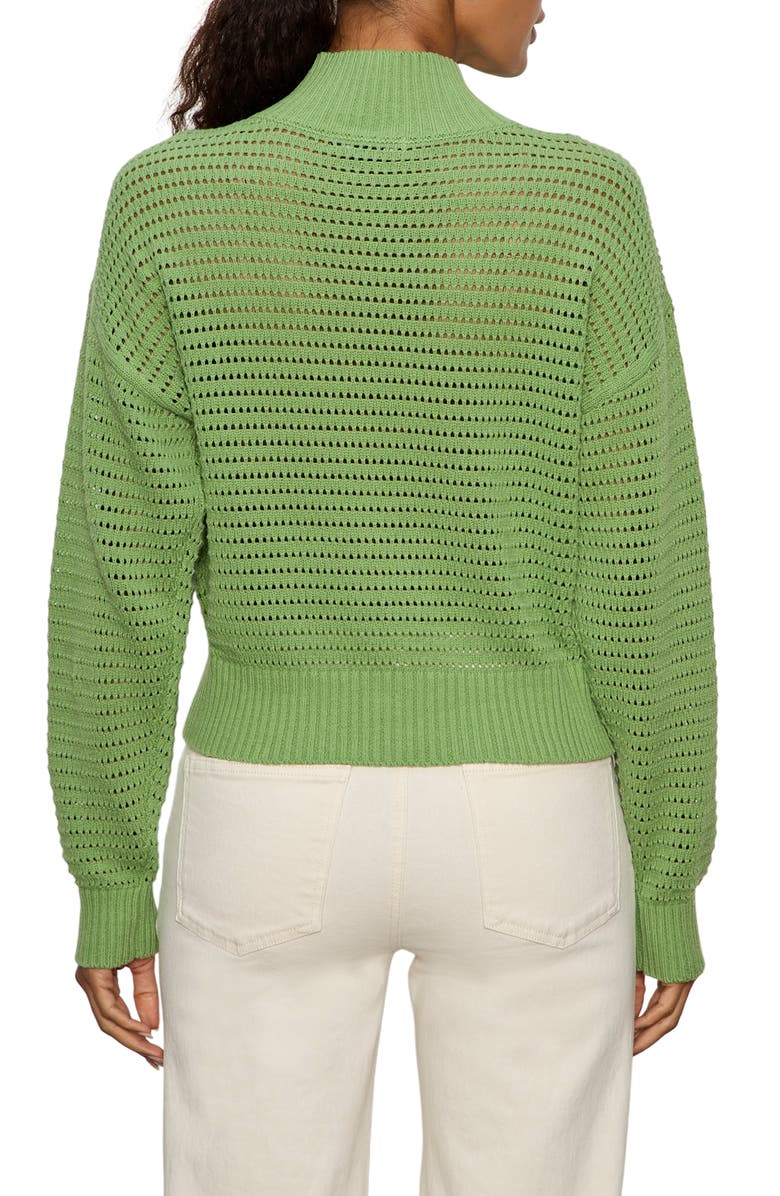 Sanctuary Open Stitch Half-Zip Cotton Blend Sweater, Alternate, color, Detox Green
