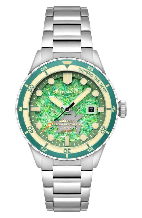 x 4ocean Hass Sea Turtle Limited Edition Automatic Bracelet Watch, 43mm