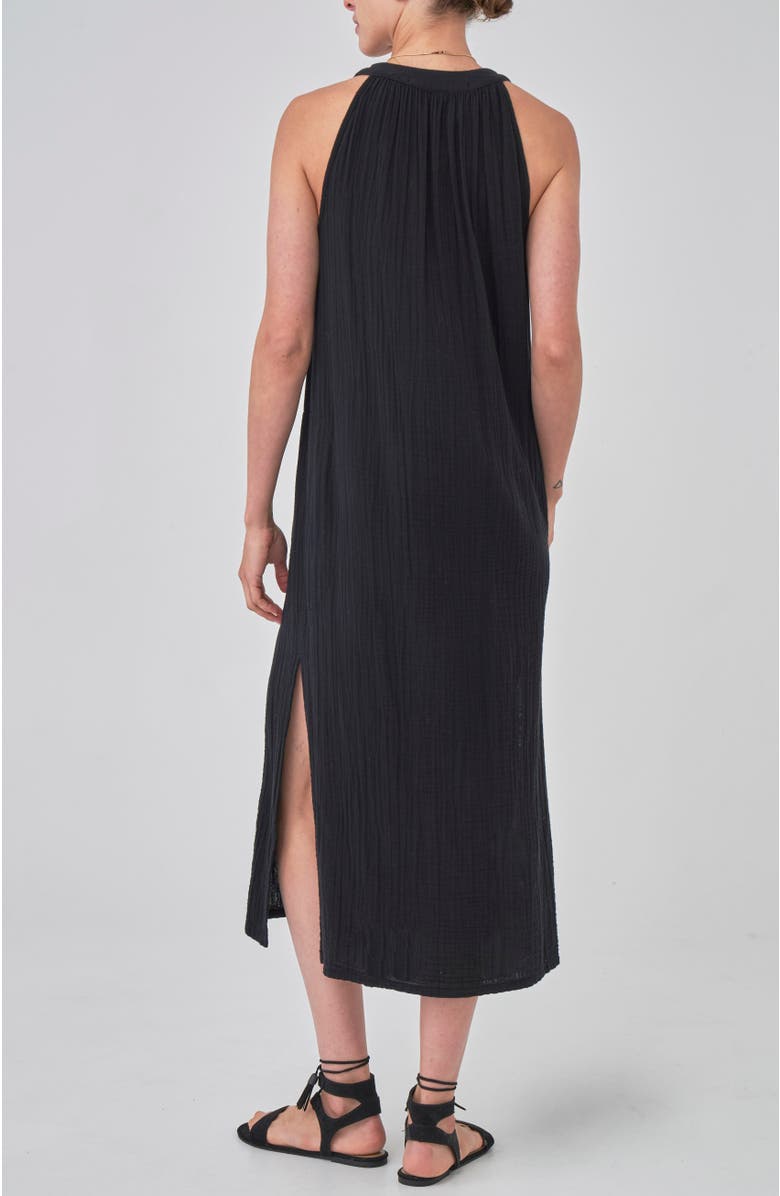 ocean+main Sleeveless Gauze Midi Dress with Pockets, Alternate, color, Black