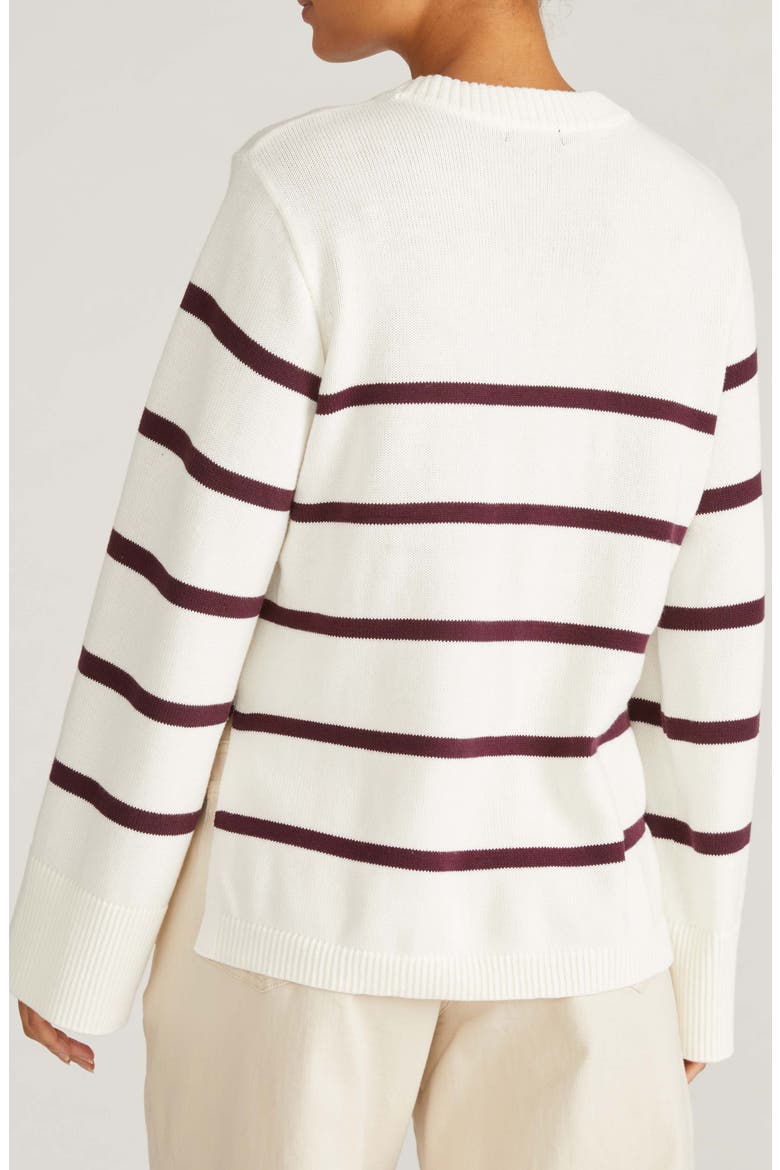 Bardot Stripe Cotton Sweater, Alternate, color, CREAM/ ACAI STRIPE