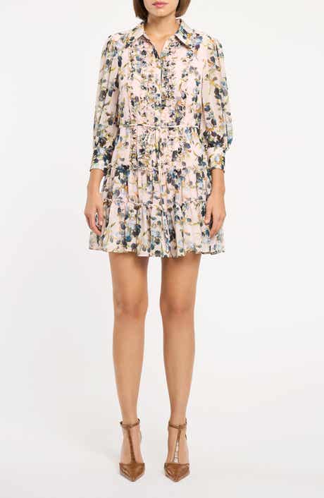 Rhys Trailing Iris Long Sleeve Minidress