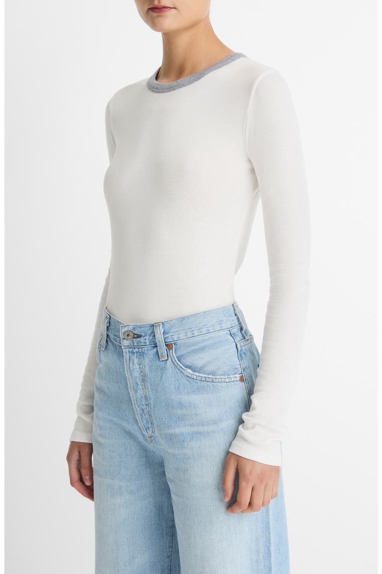 Heather Tipped Long Sleeve T-Shirt, Alternate, color, OFF WHITE COMBO