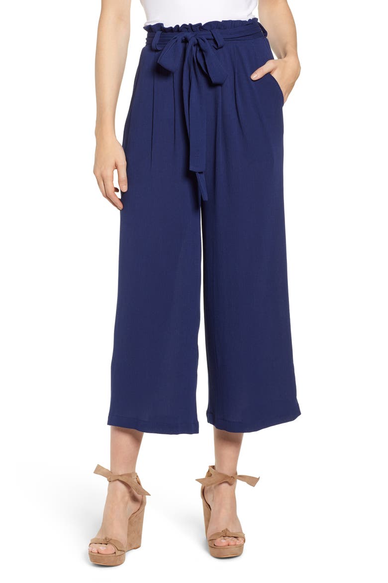 Gibson x Hi Sugarplum! Sedona Wide Leg Ankle Pants (Nordstrom Exclusive), Main, color, CHAMBRAY SOLID
