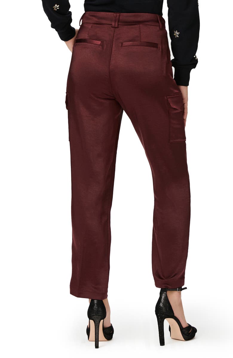PAIGE Malika Satin Cargo Pants, Alternate, color, Dusty Cherrywood