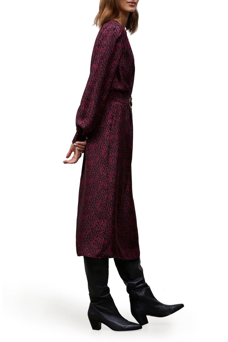 Iver Falling Dot Print Long Sleeve Silk Midi Dress, Alternate, color, HIBISCUS MULTI
