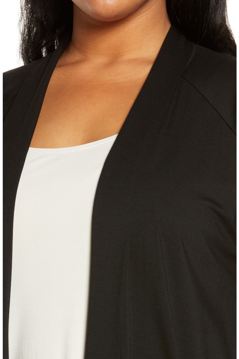 Knee Length Open Front Jersey Jacket, Alternate, color, BLACK