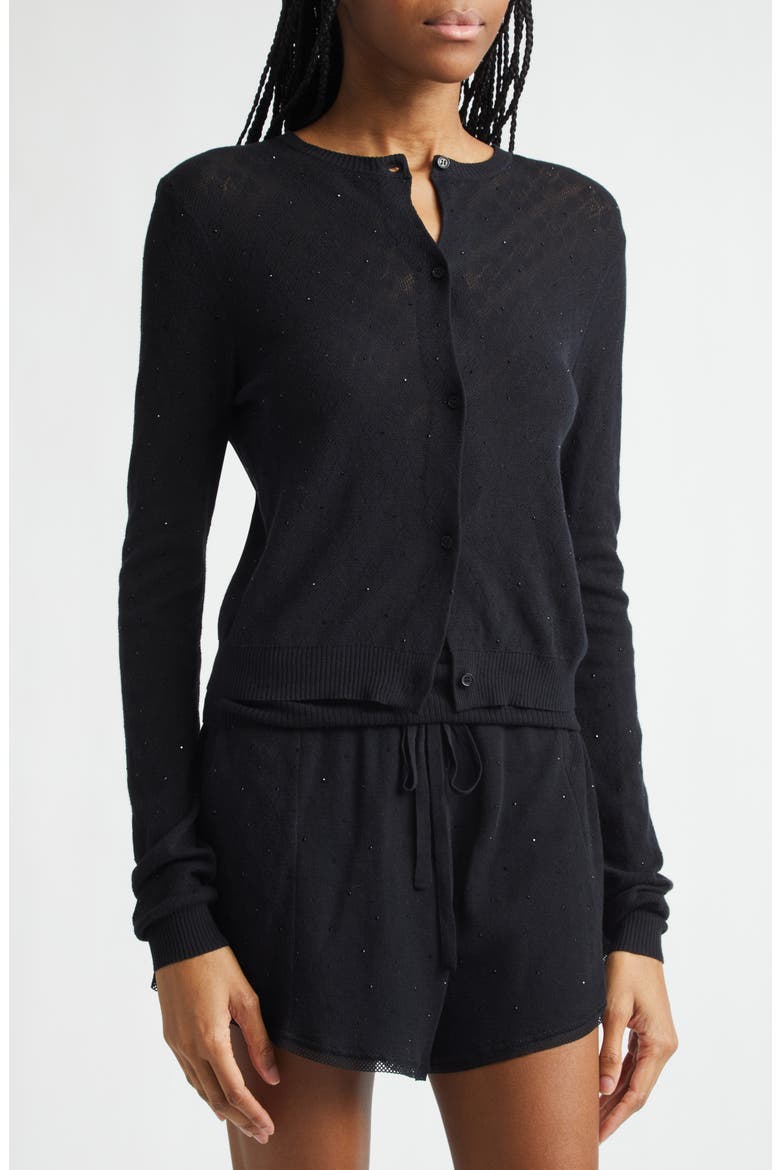 Girly Crystal Rib Cotton Cardigan, Alternate, color, BLACK